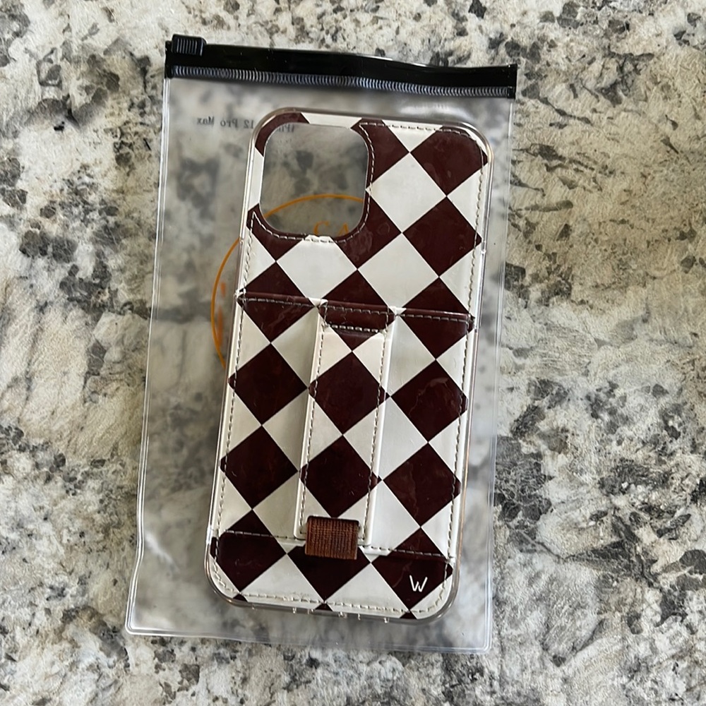 Walli iPhone 12 Pro Max Phone Case - Brown Marble Checkered